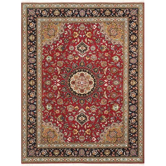 5 ft. 1 in. x 6 ft. 11 in. Persian Tabriz Hand-Knotted Silk & Wool Rug