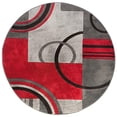 thumbnail image 1 of 5 ft. 3 in. Ruby Galaxy Waves Round Rug - Grey & Red, 1 of 1