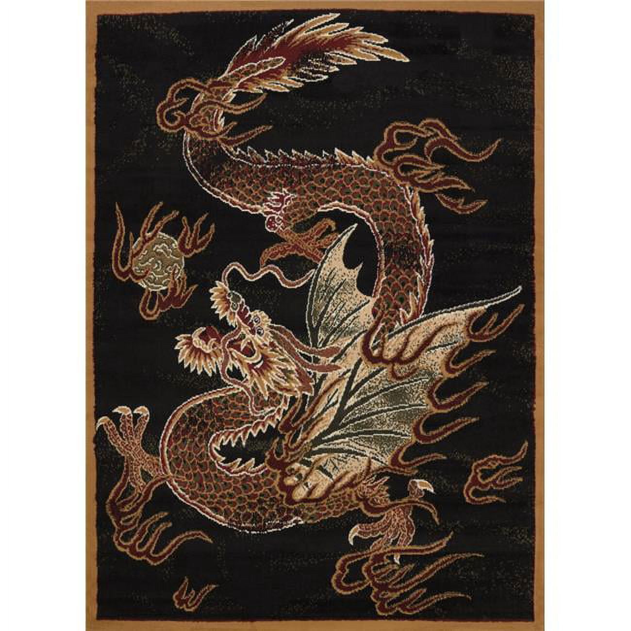Dragon Small Rug 5 ft. 3 in. x 7 ft. 2 in. Legends Dragon Luck Area Rug, Multicolor ...