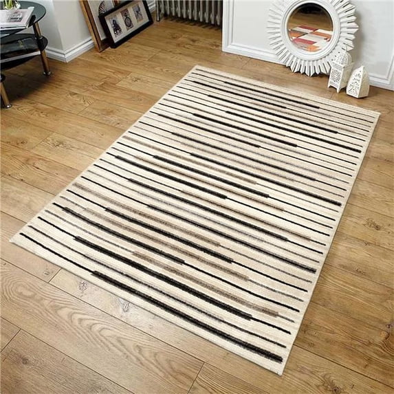5 ft. 3 in. x 7 ft. 3 in. Multi Color Striped Soft Textured Rectangle Area Rug