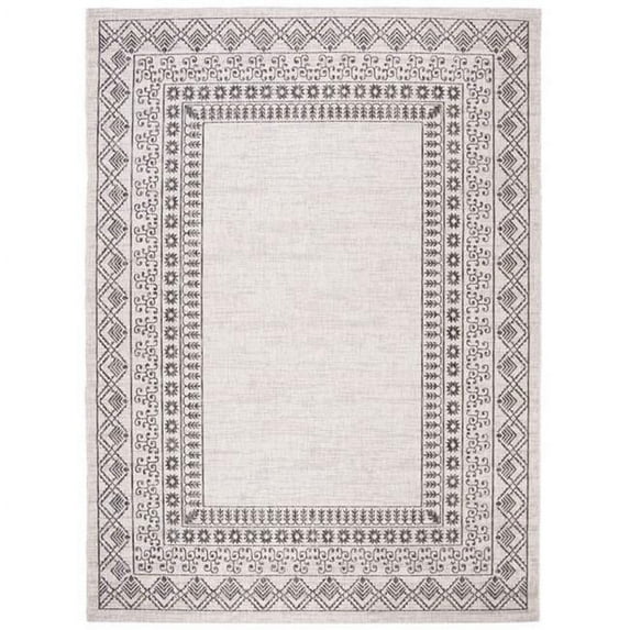 5 ft. 3 in. x 7 ft. 7 in. Courtyard Indoor & Outdoor Medium Rectangle Area Rug, Black & Beige
