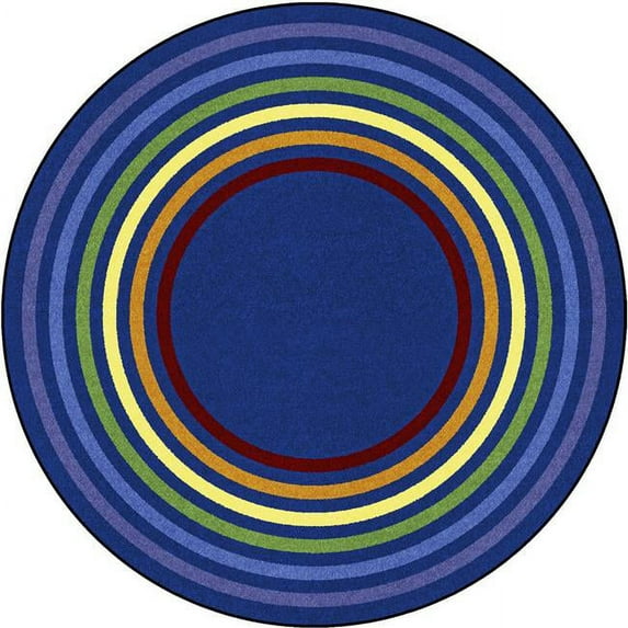 5 ft. 4 in. Rainbow Rings Children Round Rug Multi Color