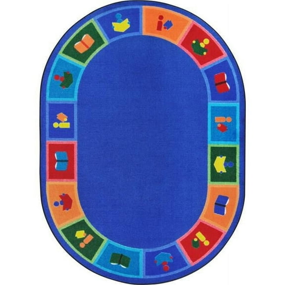 5 ft. 4 in. x 7 ft. 8 in. Library Blocks Kid Essentials Oval Rug  Multicolor