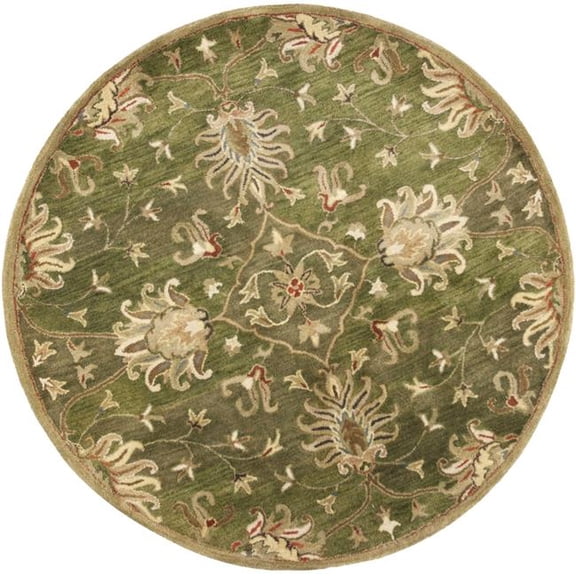 5 ft. 6 in. Round Wool Emerald Green Area Rug