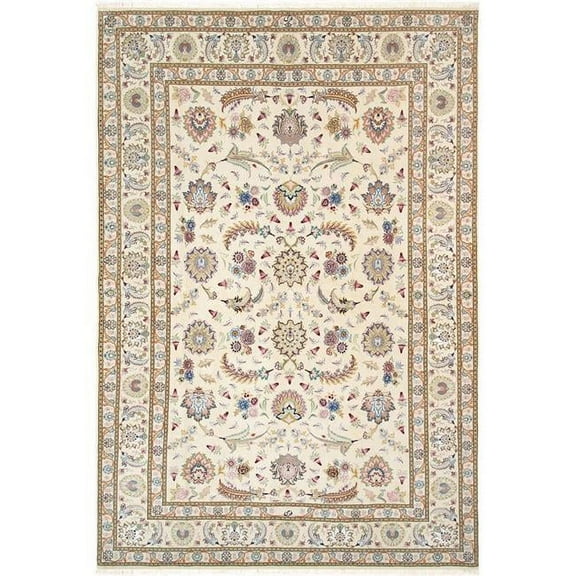 5 ft. 6 in. x 8 ft. 4 in. Persian Tabriz Hand-Knotted Silk & Wool Rug