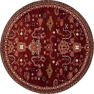 5 ft. Arabella Collection Oasis Woven Round Area Rug, Red