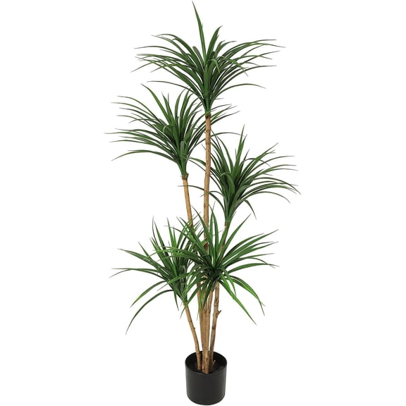 5 ft Artificial Dracaena Tree, Realistic Fake Dracaena Plant, Tall Dracaena Houseplant for Indoor Décor, Adjustable Lifelike Faux Tree, Ideal for Photo Backdrops, Nursery, Living Room, Office