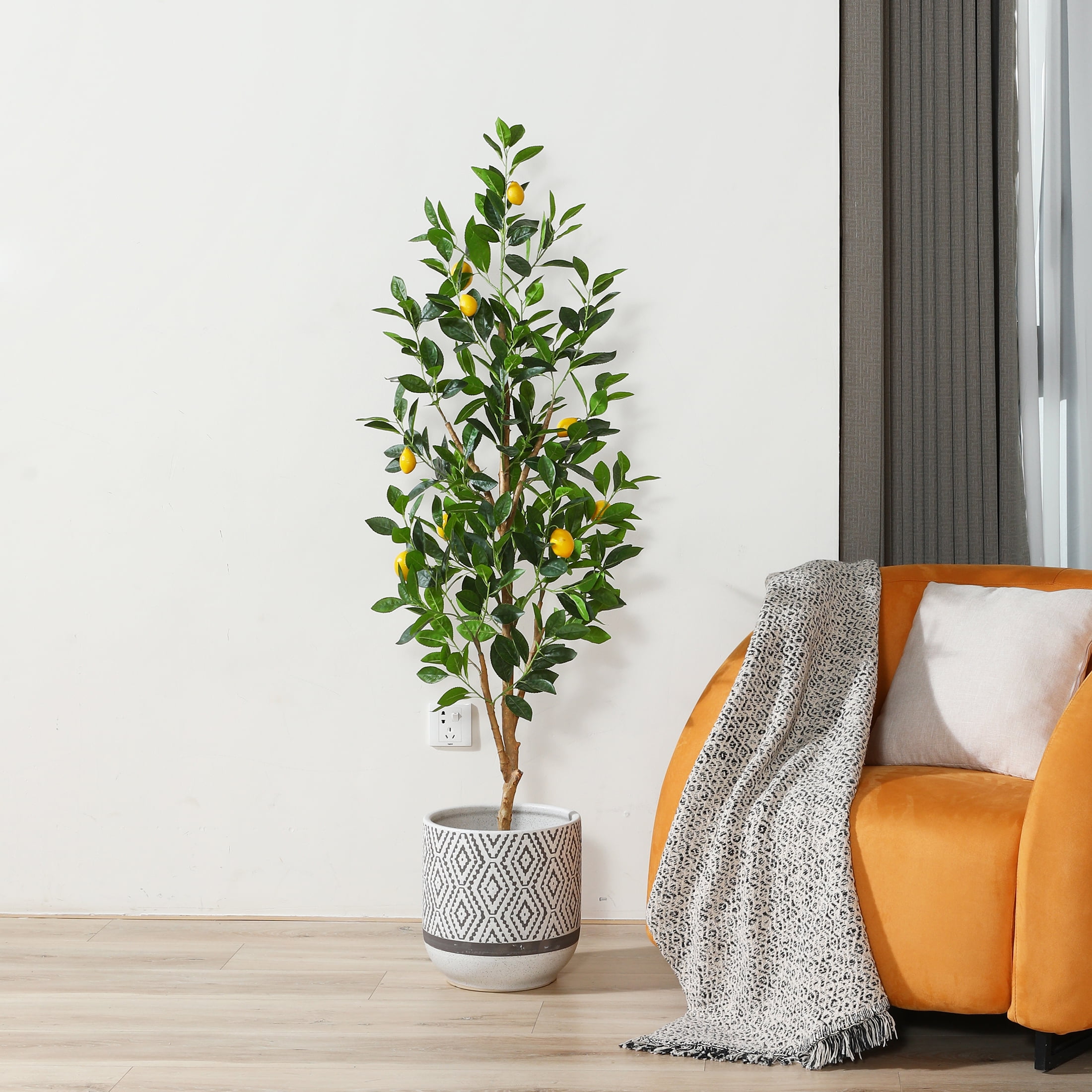 5 ft Artificial lemon Plants with Realistic Leaves and Natural Trunk