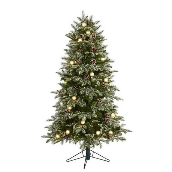 5 ft. Flocked Whistler Mountain Fir Artificial Christmas Tree with 250 Warm White LED Lights with Instant Connect Technology