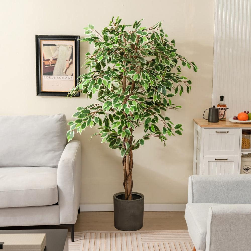 5 ft. Green Artificial Ficus Tree Tall Faux Indoor Plant with 1008