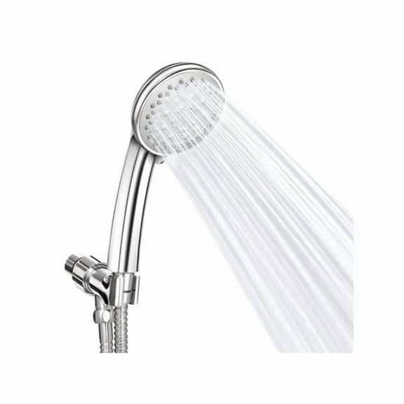 5 ft. Handheld Stainless High Pressure 5 Spray Settings Massage Spa Showerhead Chrome Face with Check Valve Steel Hose Adjustable Angle, Silver & Black - Unisex