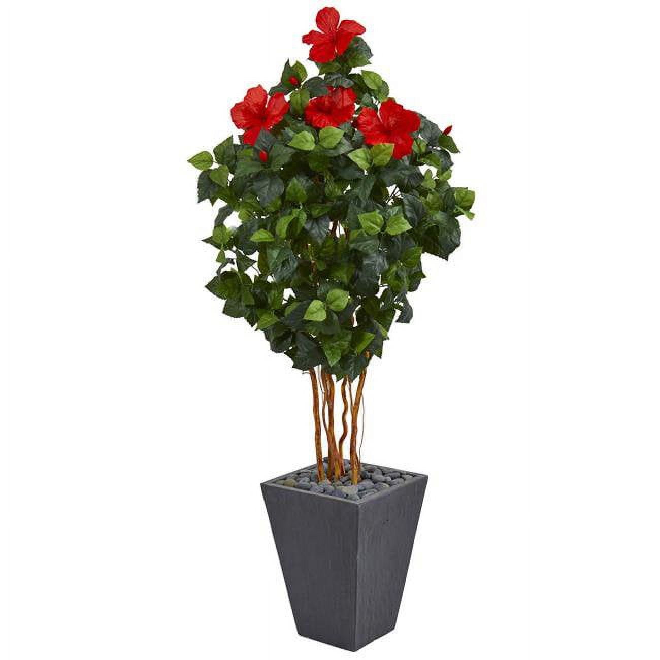 5 ft. Hibiscus Artificial Tree in Slate Planter