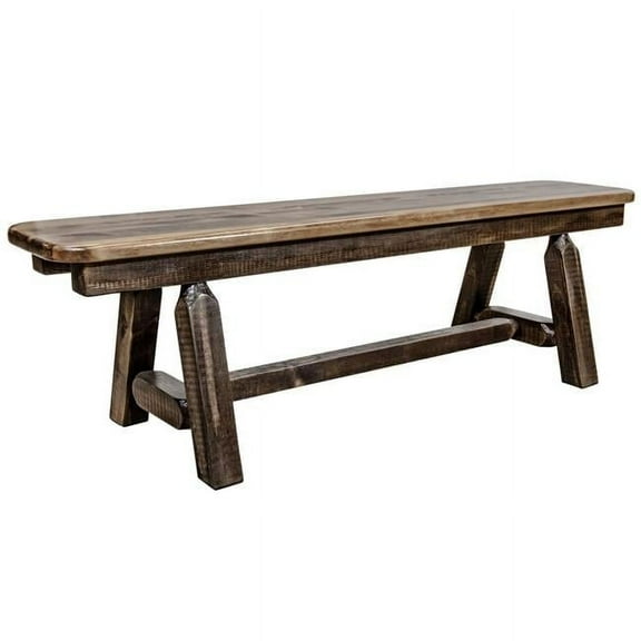 5 ft. Homestead Plank Style Bench, Stain & Clear Lacquer - 18 x 60 x 18 in.