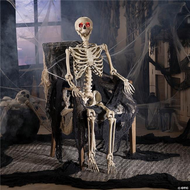 Life-Size Posable Skeleton Halloween Decoration in Plastic