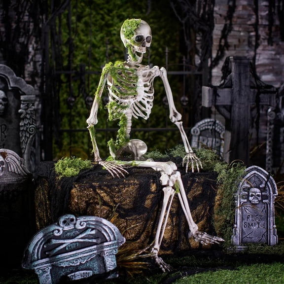 5 ft. Mossy Decaying Plastic Skeleton Halloween Decoration Prop