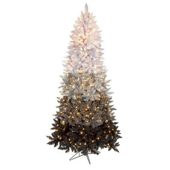 5 ft. Ombre Tree, Black, White & Silver
