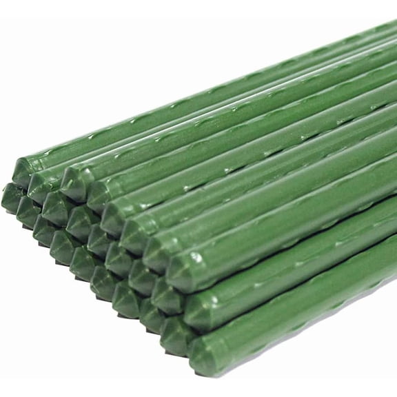 5 ft Plastic Coated Steel Garden Stakes for Tomato Cucumber Bean Tree Support 25 Pack