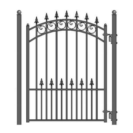 5 ft. Prague Style Iron Pedestrian Gate, Black
