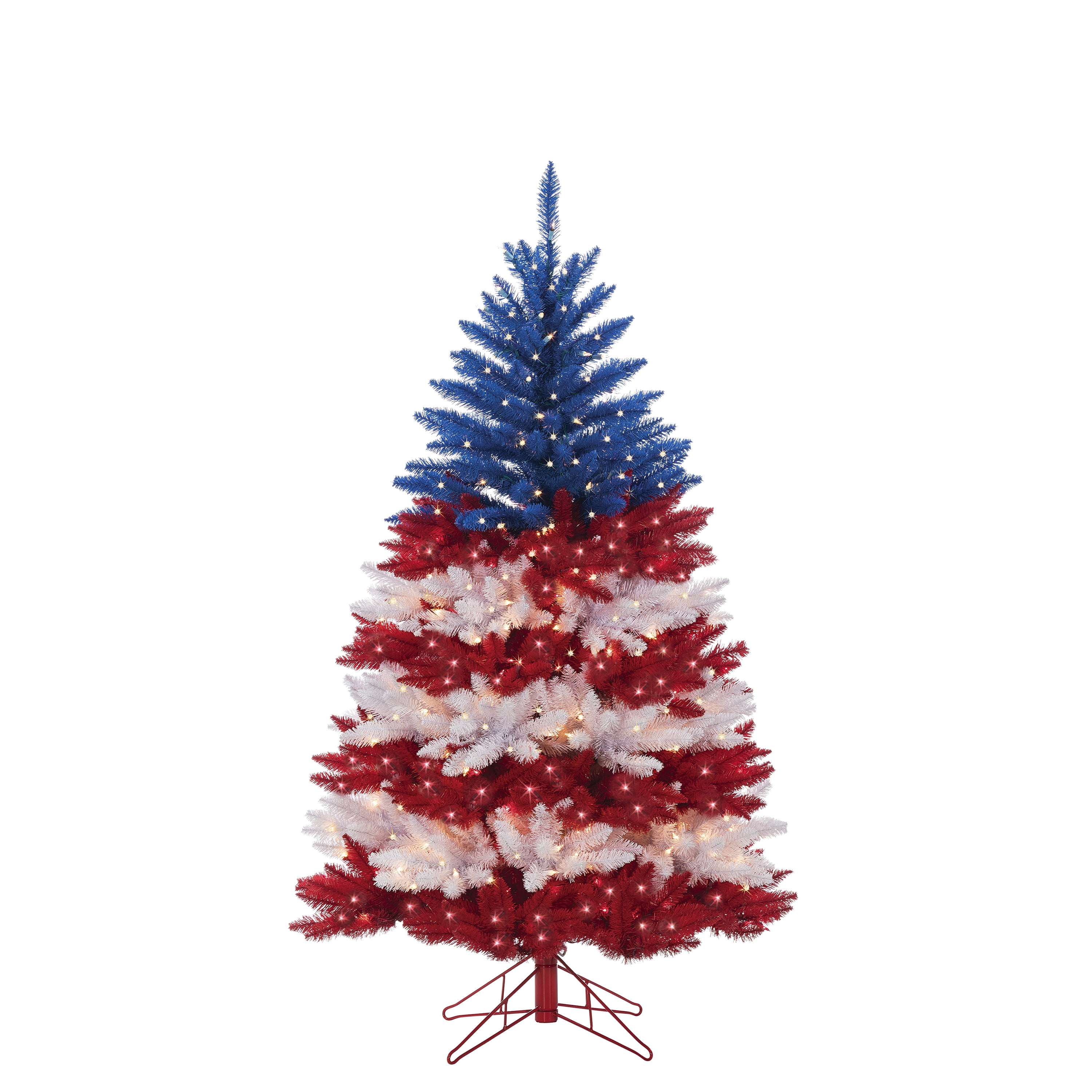 5-Foot Patriotic Red, White, and Blue Pre-Lit Christmas Tree
