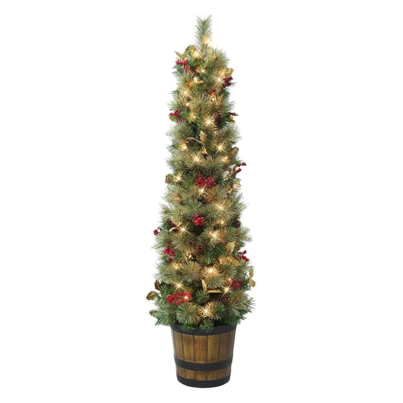 5 ft Pre-Lit Potted Glitter Artificial Tree