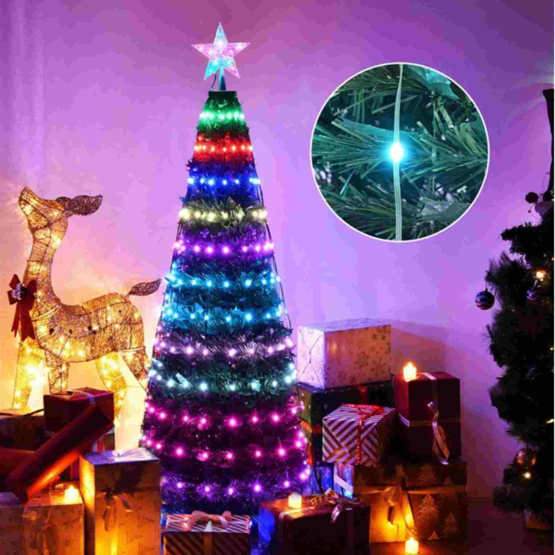 5 ft Prelit Artificial Christmas Tree with lighted star finial & 205