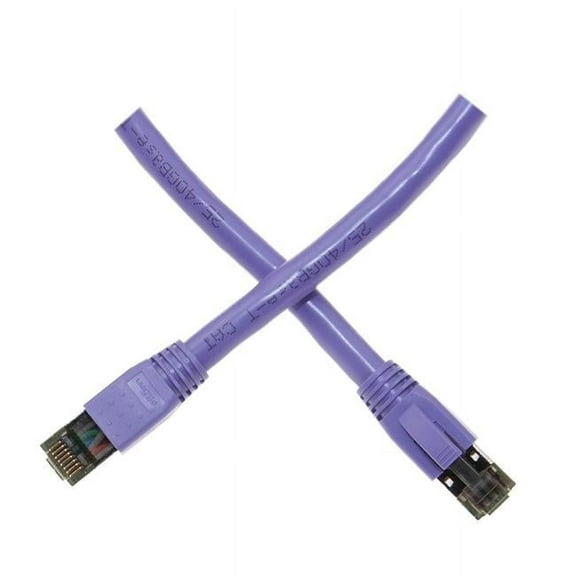 5 ft. RJ45 Male Cat8 S & FTP Ethernet Patch Cable, Purple - Molded Boot - 40Gbps - 2000MHz - 24 AWG Stranded Pure Copper