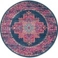 thumbnail image 1 of 5 ft. Round Blue & Pink Medallion Area Rug, 1 of 1