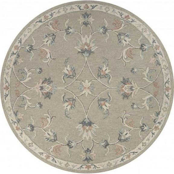 5 ft. Round Sage & Cream Filigree Area Rug - Sage Cream - 5'