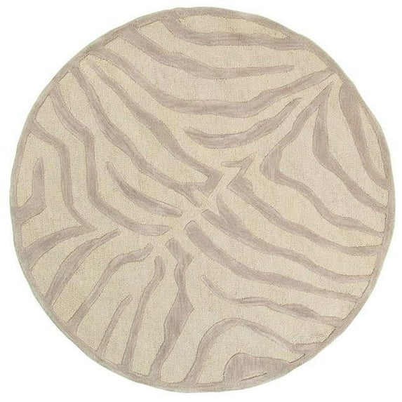 5 ft. Round Taupe Zebra Pattern Area Rug