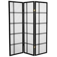 thumbnail image 1 of 5 ft. Tall Japanese Style Double Cross Lattice Shoji Screen - Black - 3 Panels, 1 of 1