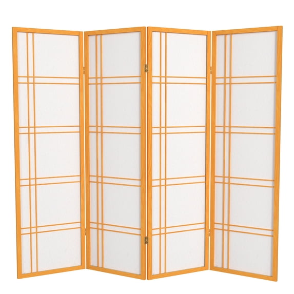 5 ft Tall Shoji Screen Room Divider - Honey, 4 Panels