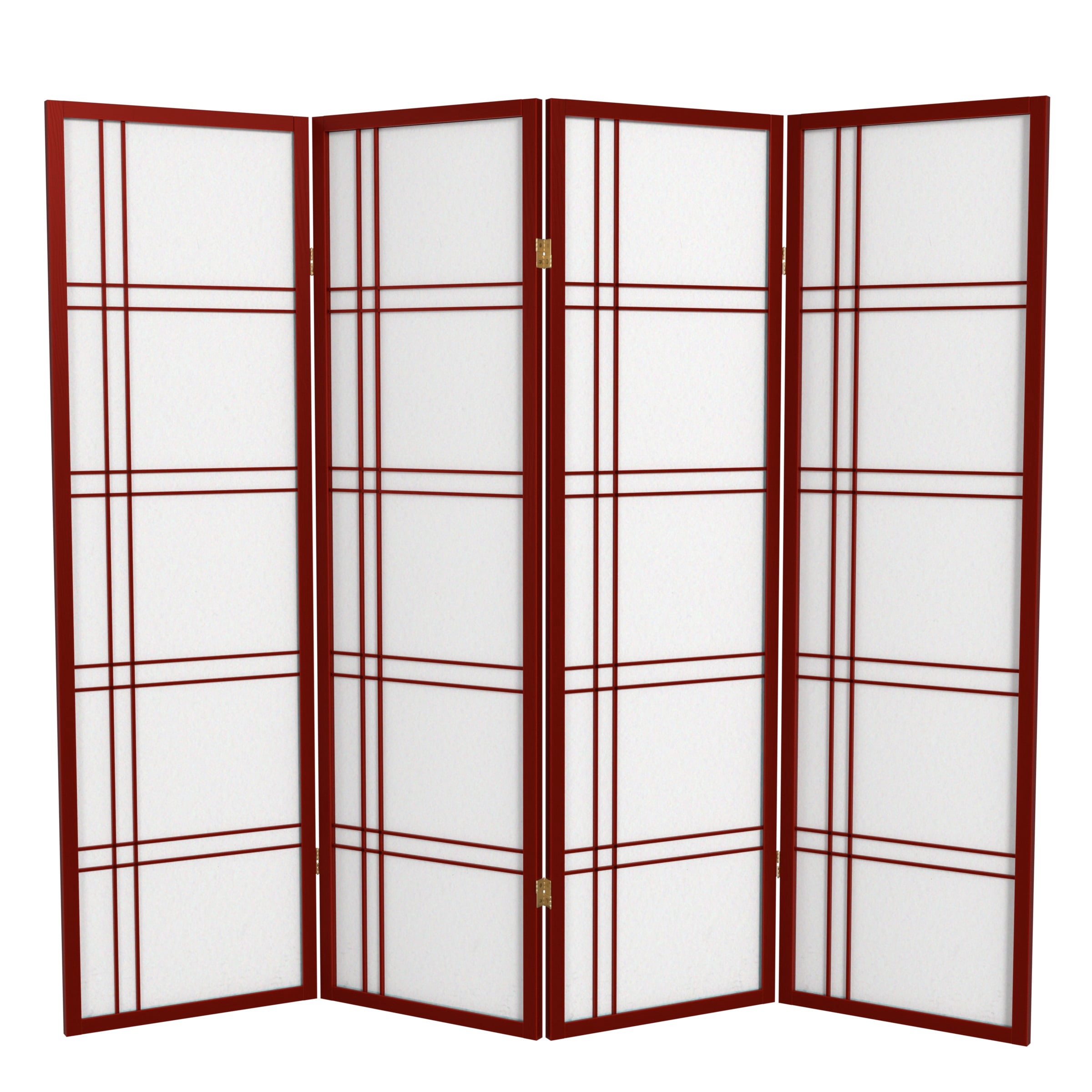5 ft. Japanese Style Shoji Screen Room Divider with Double Cross Lattice - Rosewood - 4 Panel Folding