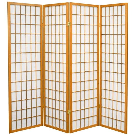 5 ft. Tall Window Pane Shoji Screen - Honey - 4 Panels