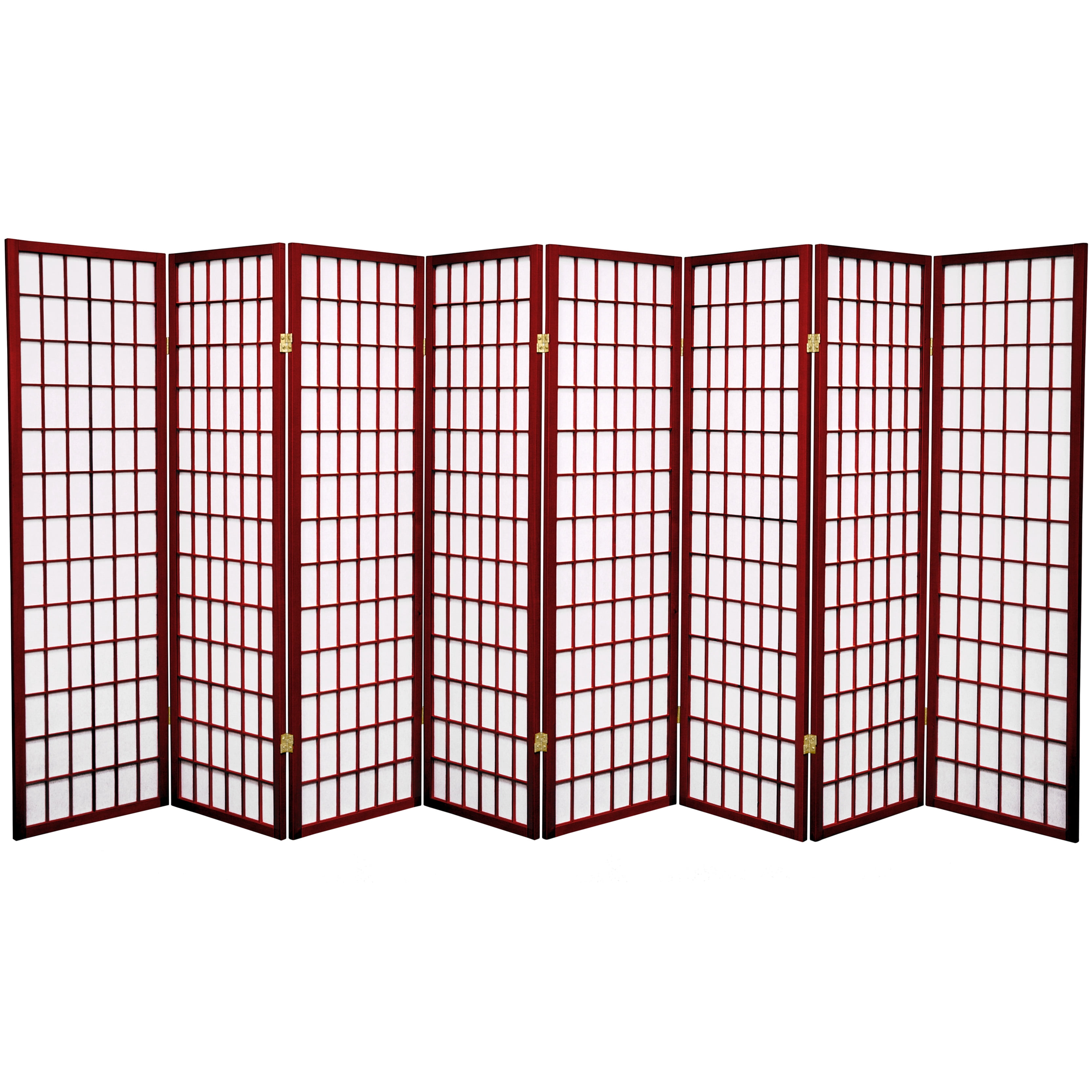 5 ft. Tall Window Pane Shoji Screen - Rosewood - 8 Panels