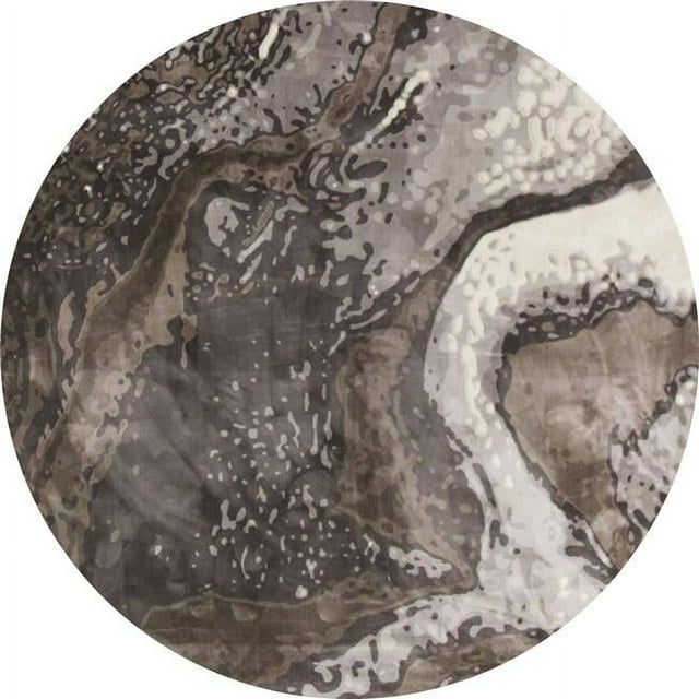 5 ft. Titanium Collection Geode Woven Round Area Rug - Gray - 5.3 in ...