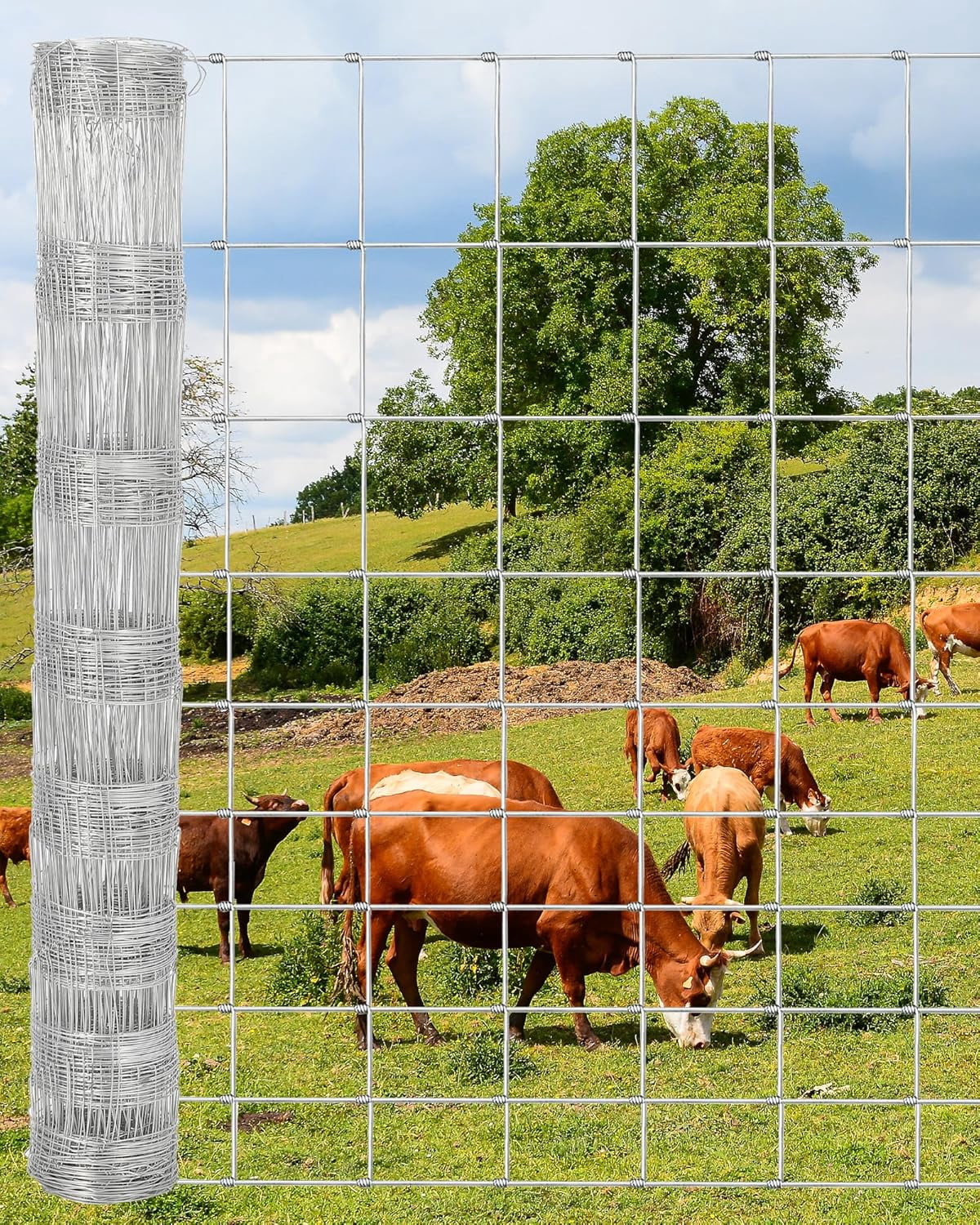 Rotating Hogs Chain Rall 5-ft x 328-ft Galvanized Steel Cattle Fence, Chain Link Rust-Resistant ...