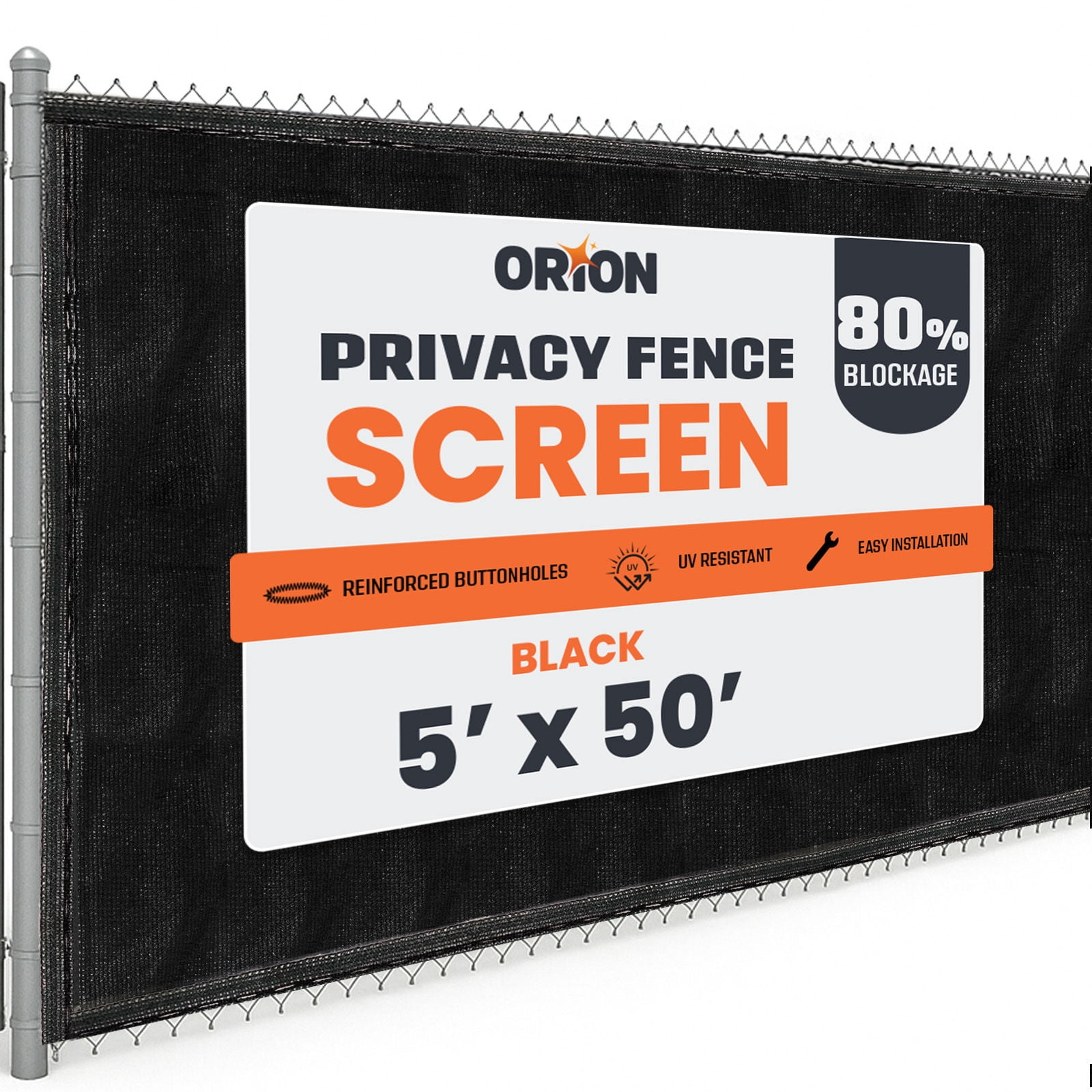 5 ft. x 50 ft. Privacy Screen Fence, Black