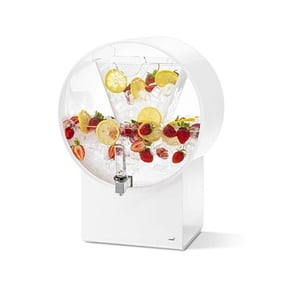 5 gal Acrylic Beverage Dispenser Lucid Barrel, White