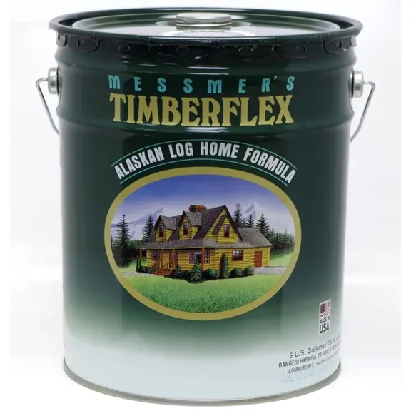 5 gal Messmer's TF-500SA Clear Timberflex Alaskan Log Home Formula, Oil-Based Exterior Wood Finish, Satin
