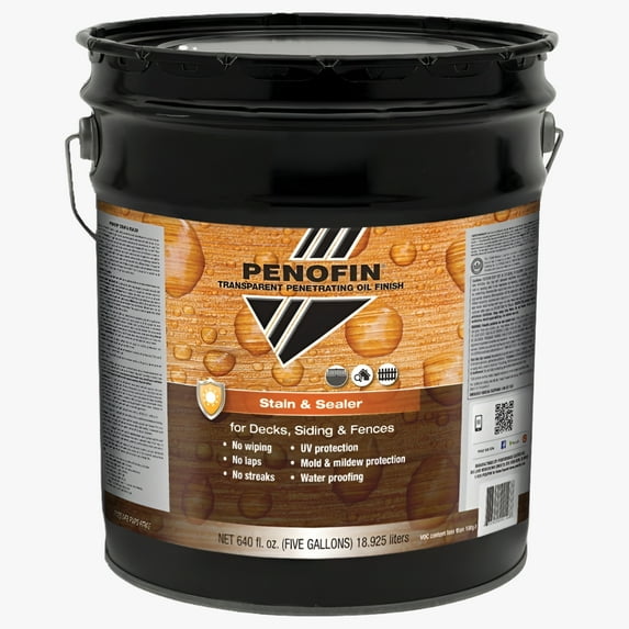 5 gal Penofin FSSNC5G Natural Cedar Stain & Sealer Transparent Penetrating Oil Finish Stain & Sealer