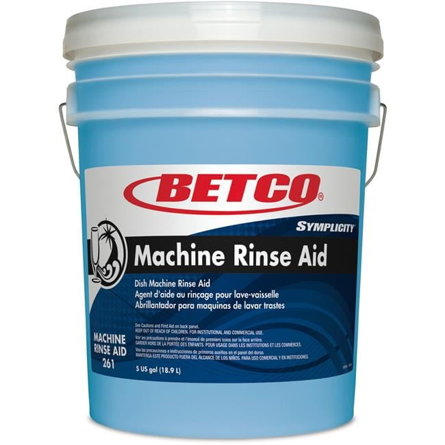 Betco Symplicity Machine Rinse Aid - 640 fl oz (20 quart) - 1 Each - Low Foaming, Spill Resistant, Quick Drying - Blue Betco Symplicity Machine Rinse Aid - 640 fl oz (20 quart) - 1 Each - Low Foaming, Spill Resistant, Quick Drying - Blue