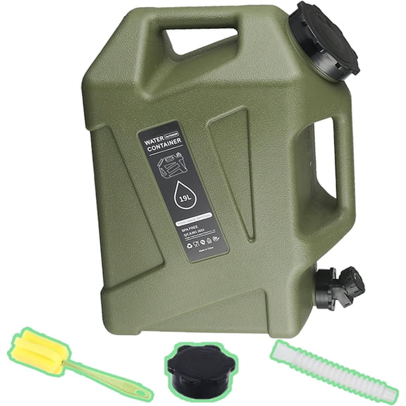 5 gallon Camping Water Container with Spigot, Portable BPA-Free Jug for Hiking Emergency Stroage (Army Green, 5, Gallons)