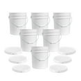 5 gallon Food Grade White Plastic Bucket with Handle & Lid Set of 6