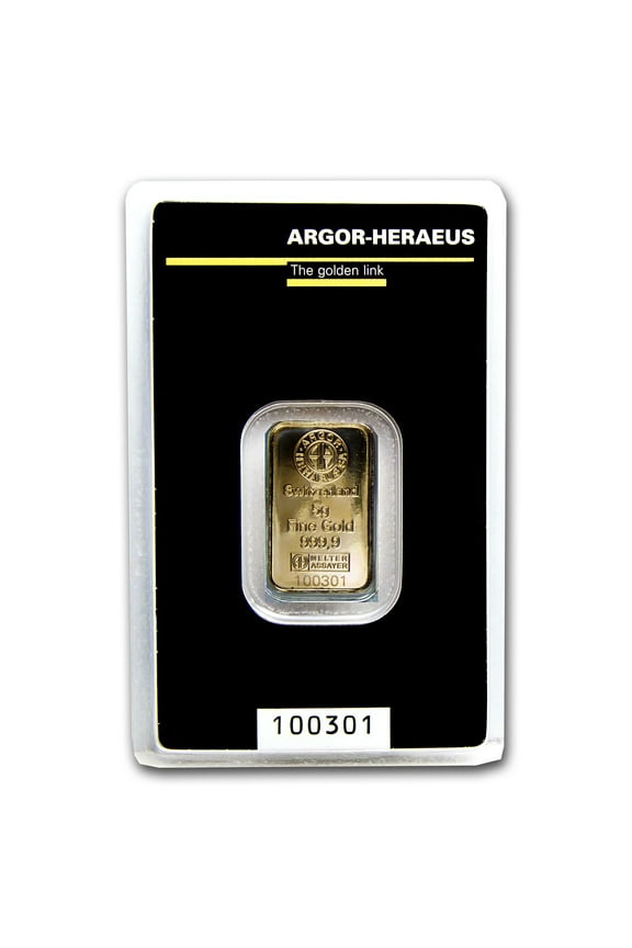 5 gram Gold Bar - Argor-Heraeus KineBar Design (In Assay)