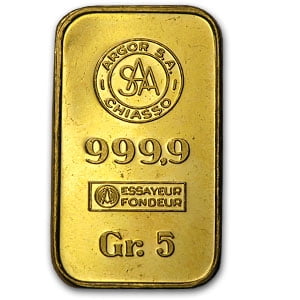 5 gram Gold Bar - Argor S.A. Chiasso