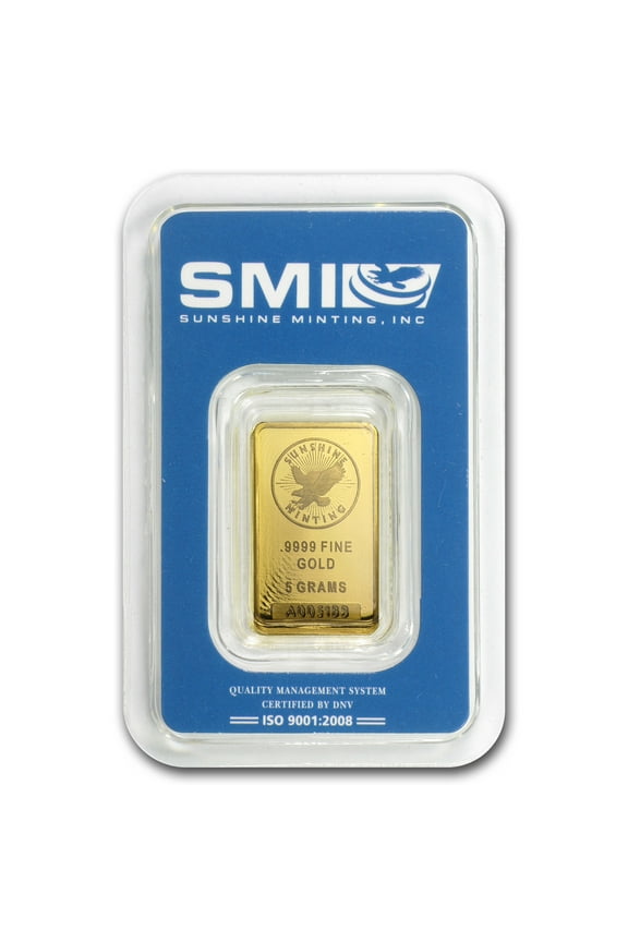 5 gram Gold Bar - Sunshine Minting New Design (In TEP Packaging)