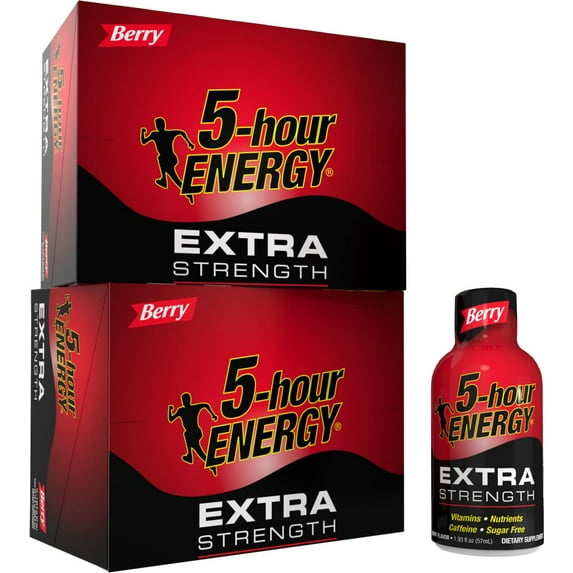 5-hour ENERGY Extra Strength Energy Shot | Berry Flavor | 1.93 oz. | 24 Count | Sugar-Free & Zero Calories | B-Vitamins & Amino Acids | 230mg Caffeinated Energy Shot | Dietary Supplement