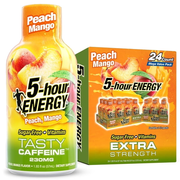 5-hour ENERGY Extra Strength Peach Mango Shot 1.93 Fl Oz 24 Pack Drink