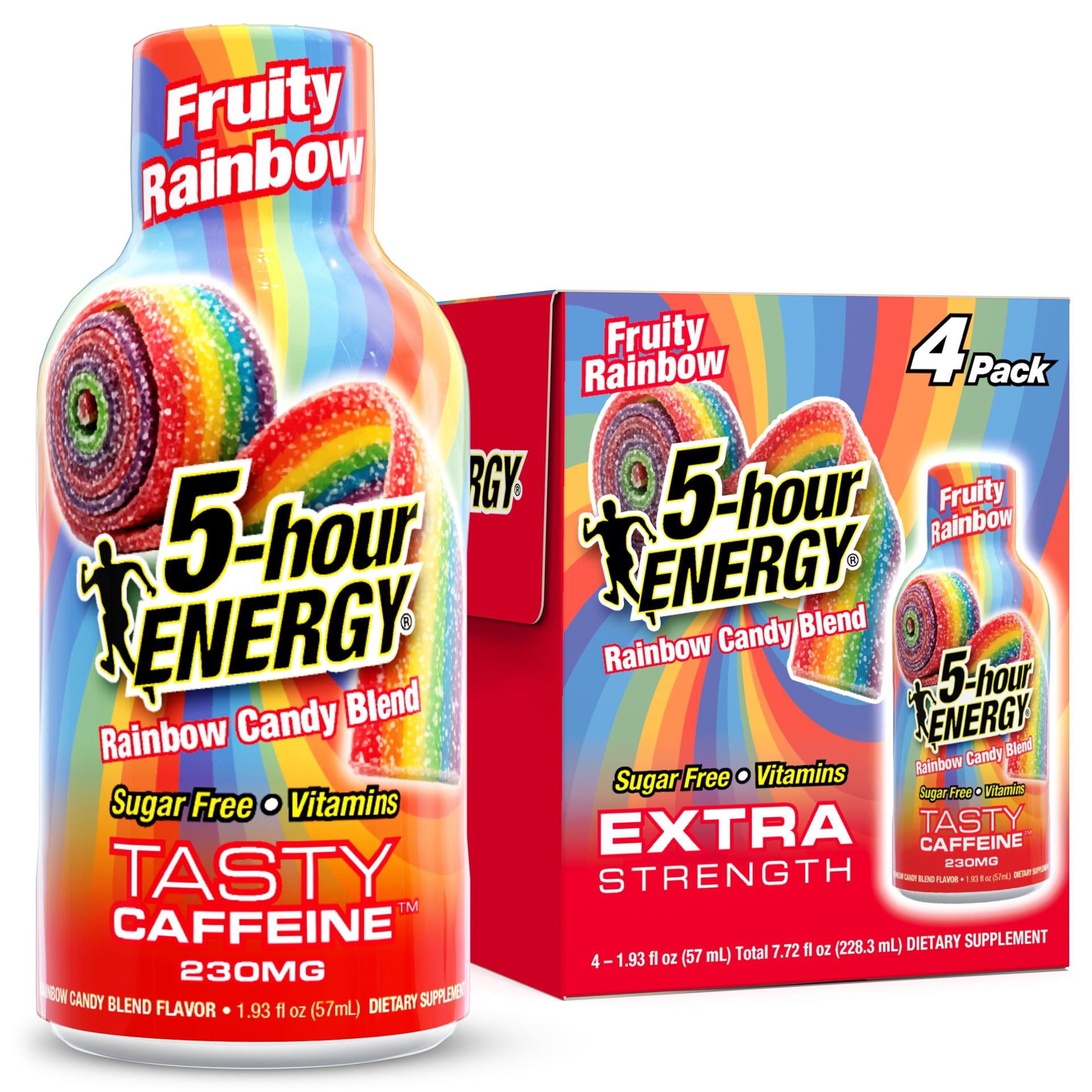 5-hour ENERGY Extra Strength Shots, Fruity Rainbow Flavor, 1.93 fl oz, Pack of 4