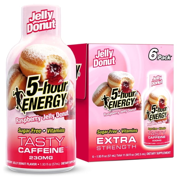 5-hour ENERGY JELLY DONUT Flavor, 6 Pack, 1.93 Fl Oz Energy Shot, Extra Strength